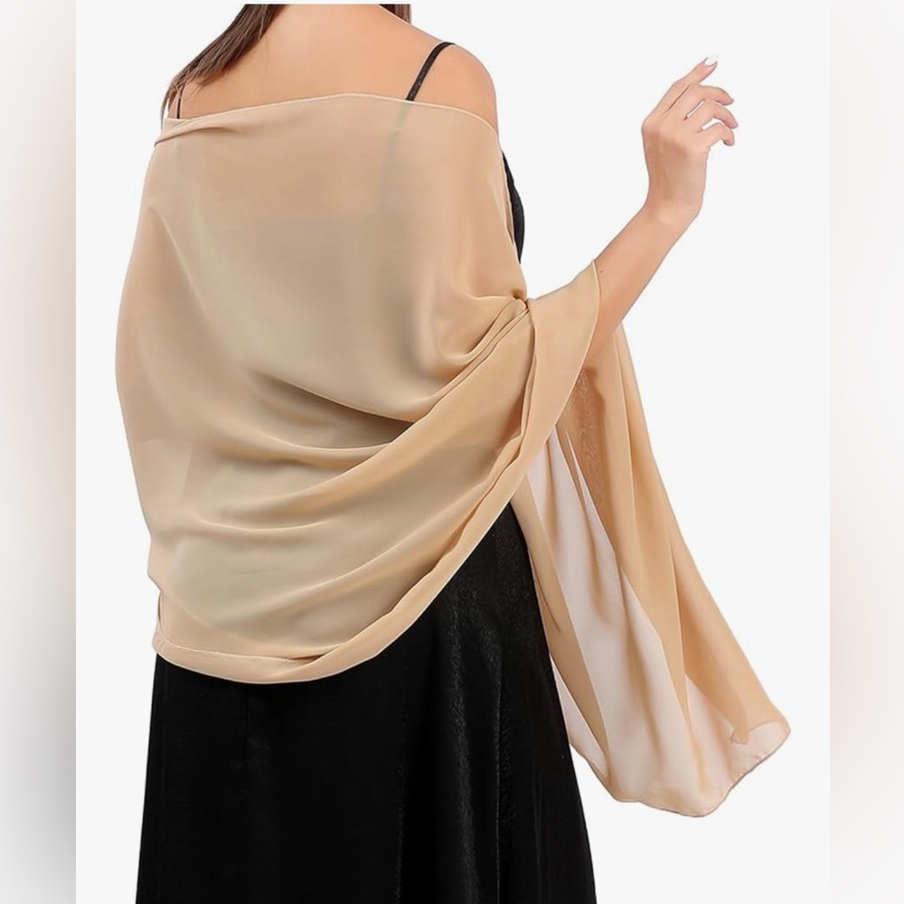 Light Beige Women's Chiffon Shawl Wrap